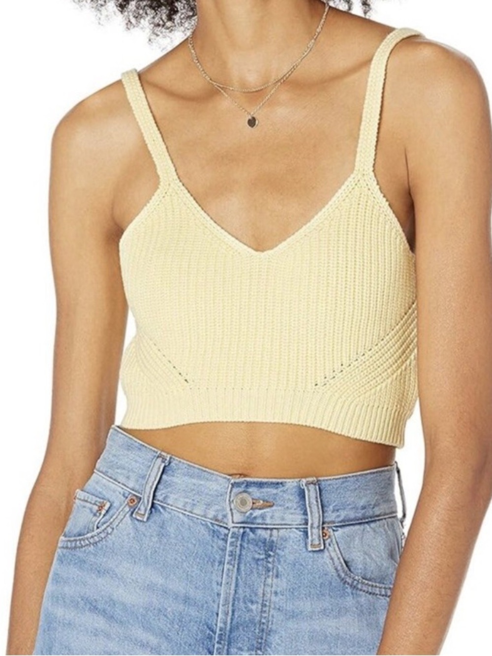 The‎ Drop Butter yellow knit cropped tank